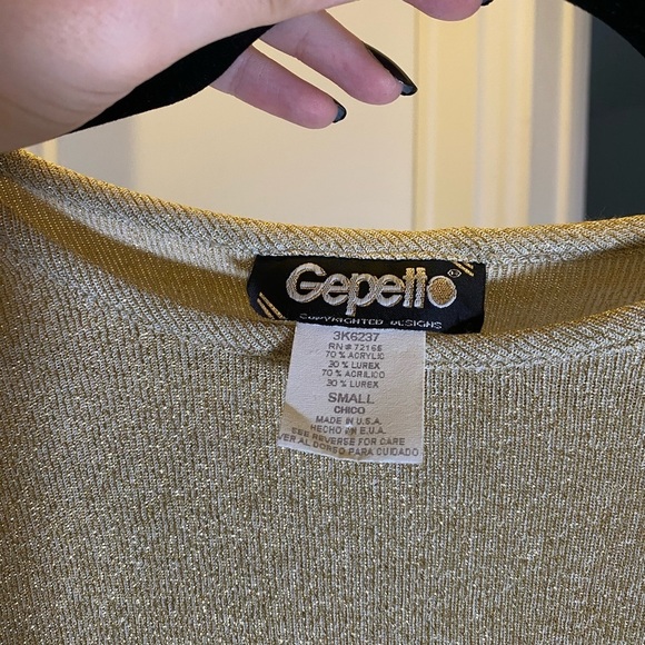 80s VTG Gold Sparkle Knit Sweater Shirt - Picture 7 of 7